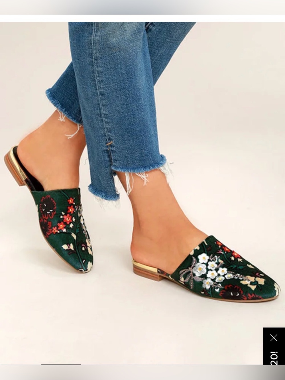 Steve Madden Teal Floral Embroidered Slip-On Mules
